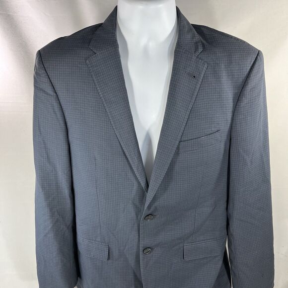 JOS A BANK SLIM FIT BLAZER MENS 39R BLUE CHECK WOOL TWO BUTTON SUIT JACKET - Picture 1 of 16